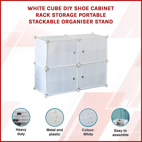 White Cube DIY Shoe Cabinet Rack Storage Portable Stackable Organiser Stand 