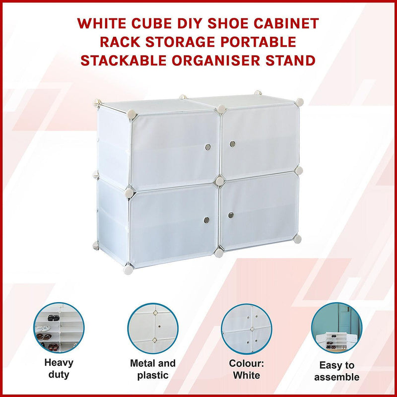 8 Section White Shoe Cabinet | Cube Storage Rack – Australia ...