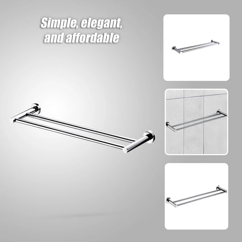 Double Classic Chrome Towel Bar Rail Bathroom   