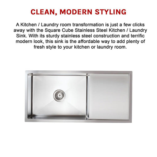 950x450mm Stainless Steel Handmade 1.5mm Sink with Waste in Stainless Steel with brushed finish Finish