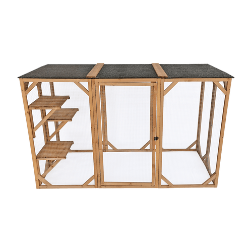 180cm Large Cat Enclosure Wooden Outdoor Cage with 3 Platforms