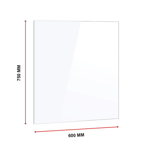 Toughened 60 x 75cm White Glass Kitchen Splashback