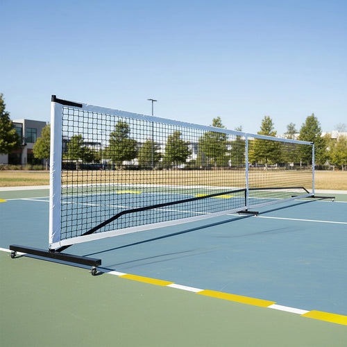 Portable 6.7m Pickleball Net Set with Heavy-Duty Metal Frame & Smooth-Rolling Wheels