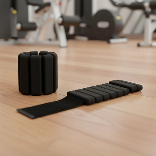 2-Piece Ankle & Wrist Weights – 1kg Pair Adjustable Workout Bangles Black for Fitness Training