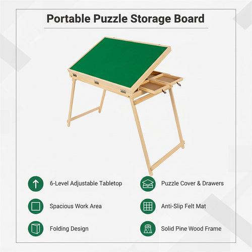 1500-Piece Jigsaw Puzzle Table with Folding Legs – Portable Puzzle Storage & Sorting Board
