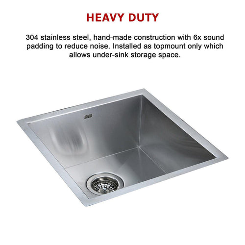 440x440mm Stainless Steel Handmade 1.2mm Sink with Waste in Stainless Steel 304 Finish