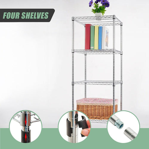 Modular Wire Storage Shelf 600 x 600 x 1800mm Steel Shelving - Carbon Chrome Plated