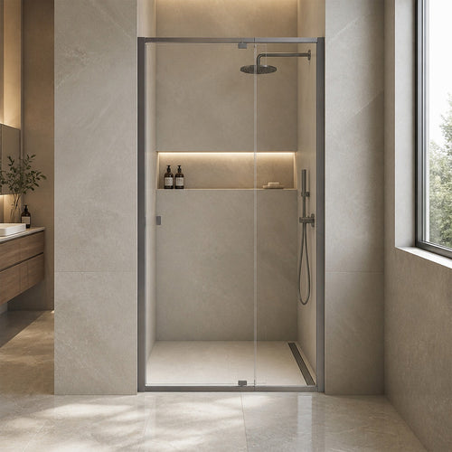 Semi-Frameless Shower Screen – Gunmetal, Front: (82~90)x195cm, No Side Return