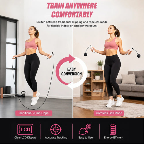 Skipping Rope Jump with Counter Smart Calorie Counting Adjustable Cable Ropeless