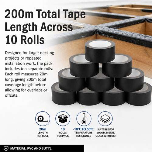 Joist Tape 10 Pack 50mm x 20m Self Adhesive Decking Flashing Tape