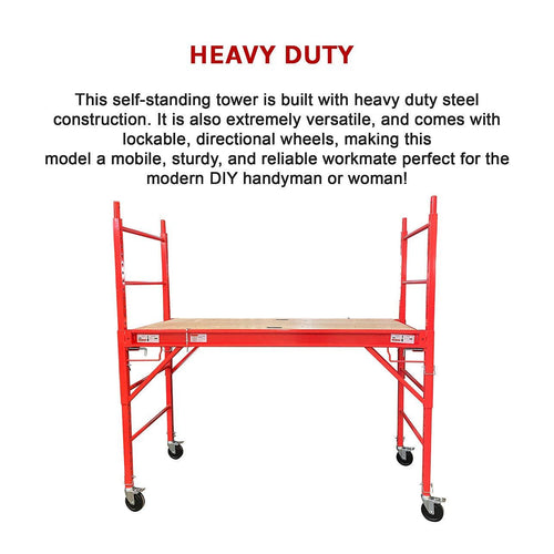 Red Mobile Safety High Scaffold / Ladder Tool - 450kg