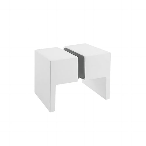 90x90cm Corner Frameless Shower Screen with White Wall U-Brackets and Brass Hinges, Square Double Pull Handle