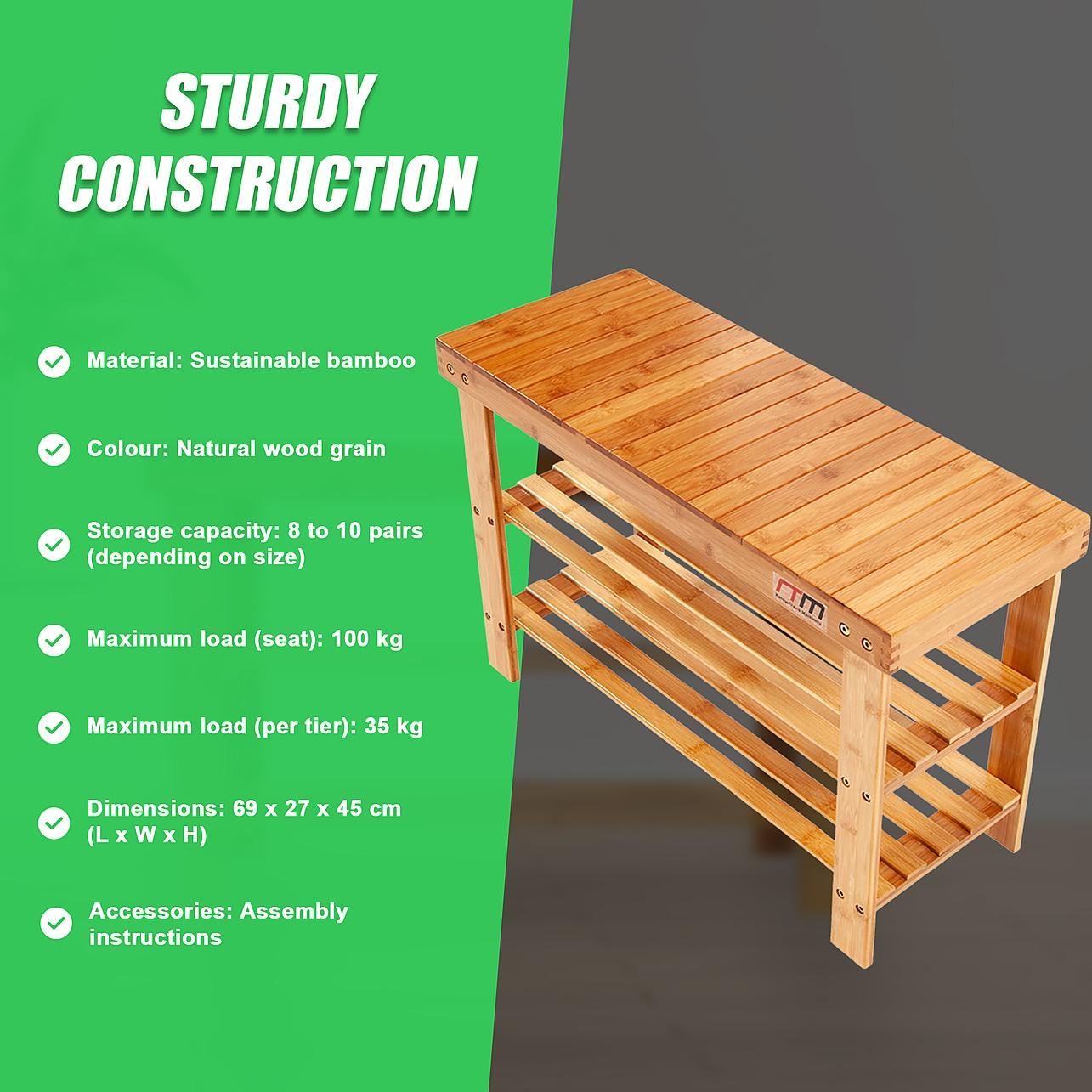 Tier Shoe Rack Bamboo Wooden Storage Shelf Stand Bench Cabinet