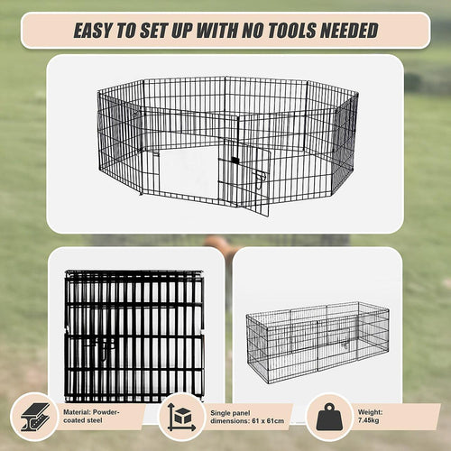 24" 8 Panel Pet Dog Playpen Puppy Exercise Cage Enclosure Fence Play Pen