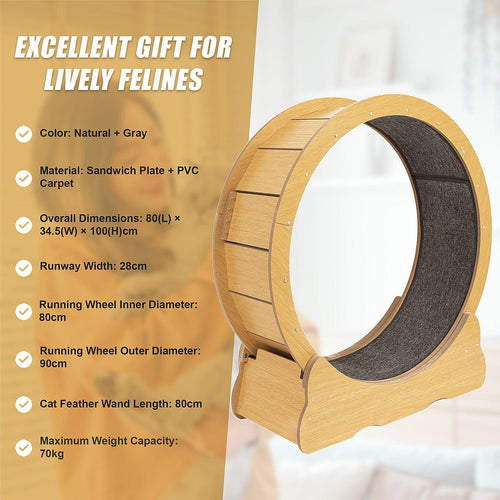 Cat Running Wheel w/ Carpet Runway Cat Exercise Wheel for Fitness Cat Treadmill 