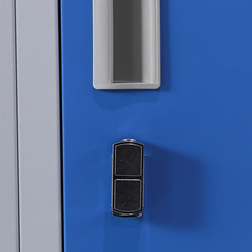 12-Door Steel Locker – Grey with Blue Door, Padlock-operated