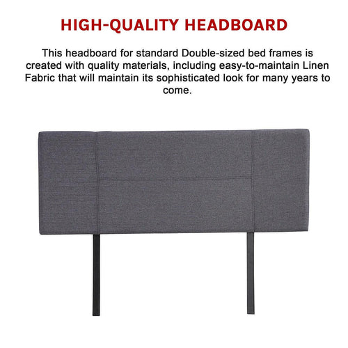 Double Grey Linen Fabric Bed Headboard Bedhead