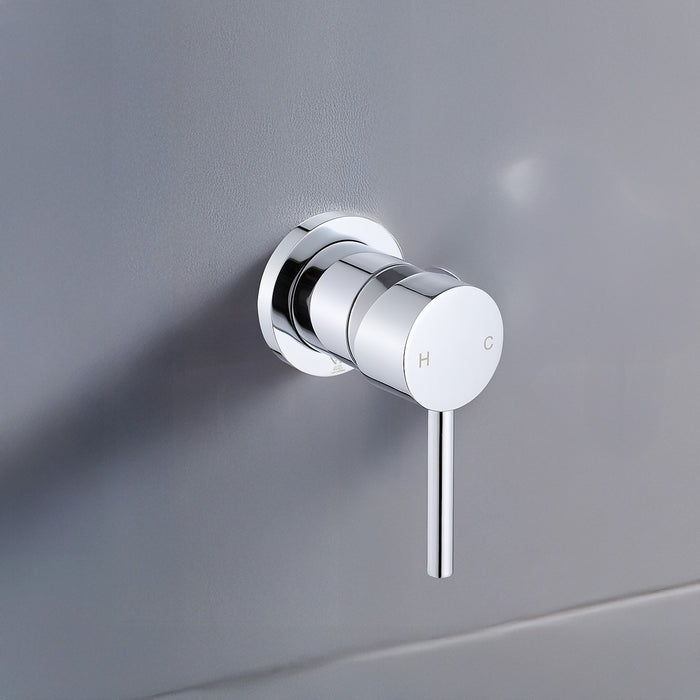 Single Round Shower Bath Mixer Tap Bathroom WATERMARK Approved - Chrome