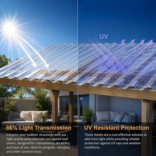 0.8mm Polycarbonate Corrugated Roofing Sheets 836x2000mm 10pk – UV-Resistant Clear Panels for Durable Coverage