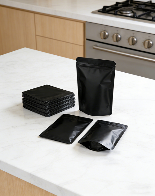Black Aluminium Mylar Foil Stand Up Pouch 100pcs Resealable Bags