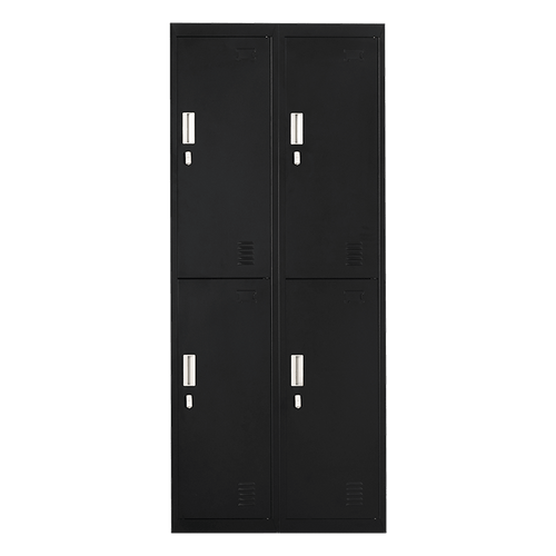 Black Four-Door Office Gym Shed Storage Locker- Padlock-operated