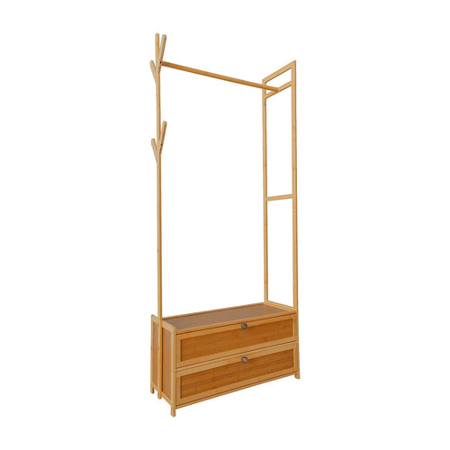 165x70cm Clothes Rack Stand with Storage Shelves – Modern Coat Tree in Wood