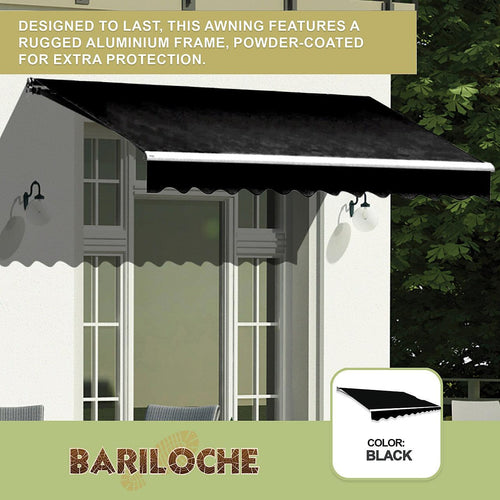 Outdoor Folding Arm Retractable Sunshade Awning in Black - 4x2.5m