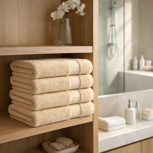 500 GSM Cotton Bath Towels 4 Pack Beige