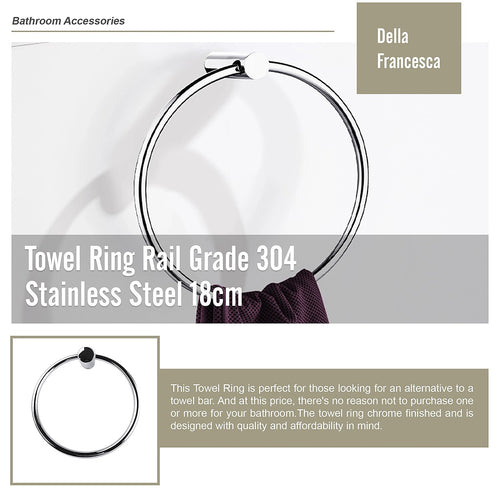 Towel Ring Rail Grade 304 Stainless Steel 18cm