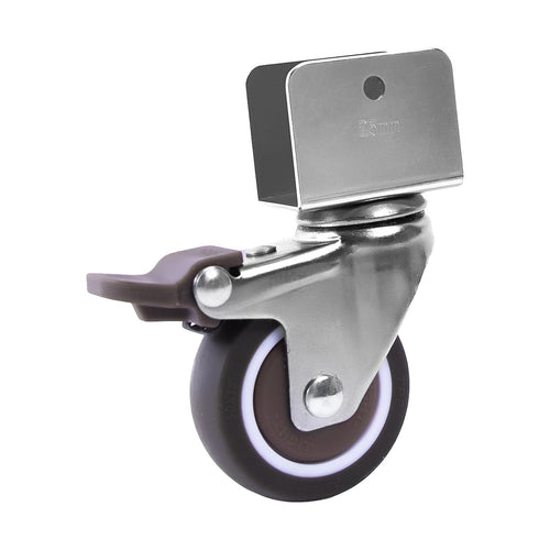 2 Inch U-Shaped TPE Swivel Castor Wheels Set of 4 with Brake