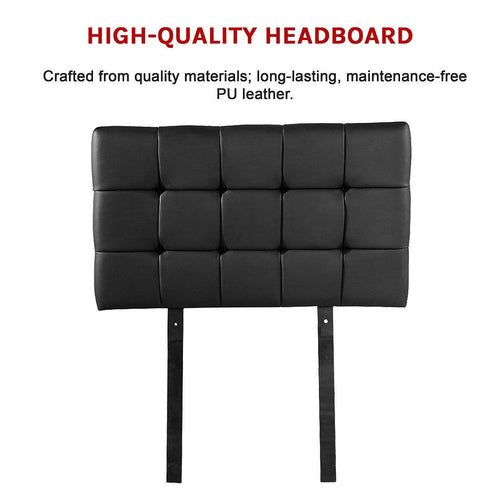 Single PU Leather Bed Deluxe Headboard Bedhead - Black