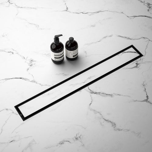 120cm Tile Insert Black Grate Drain w/Centre outlet Floor Waste 