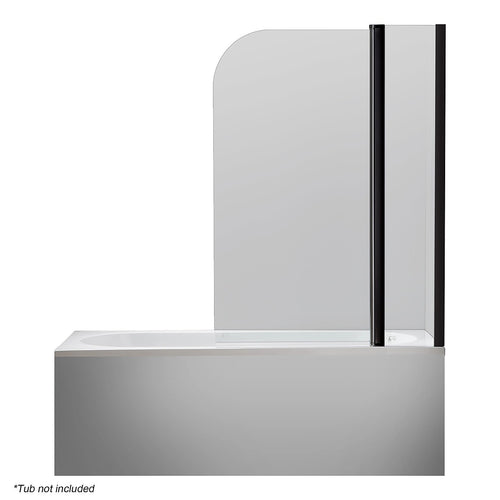 180° Black Pivot Door 6mm Safety Glass Bath Shower Screen By Della Francesca - 100 x 140cm