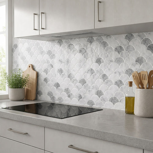 3D Peel-and-Stick Wall Tiles – Fish Scale Mosaic Design, 10 Sheets