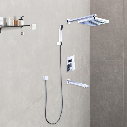 8" Rain Shower Head Straight Wall Arm Mixer Set Wall Bath Spout Outlet Tap