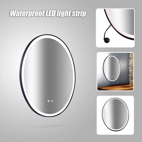 Oval Mirror LED Anti-Fog Illuminated Bathroom Living Room