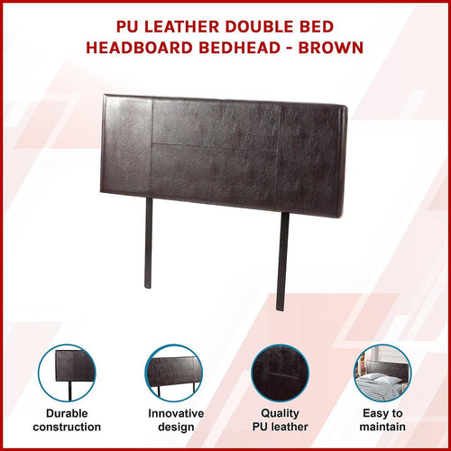 Double Brown PU Leather Bed Headboard Bedhead