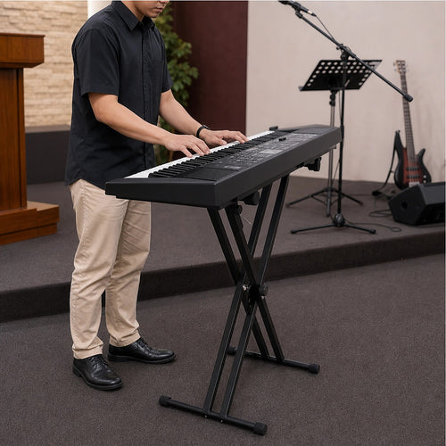 Adjustable Keyboard Stand with Double-Braced X Frame