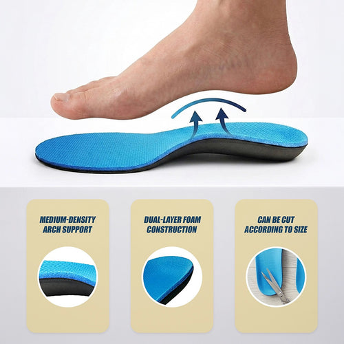 Full Length Flat Foot Support Insoles with Medium Arch Support