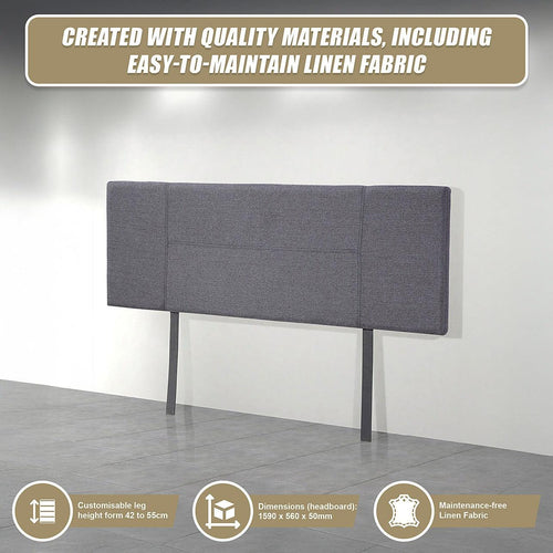 Queen Grey Linen Fabric Bed Headboard Bedhead