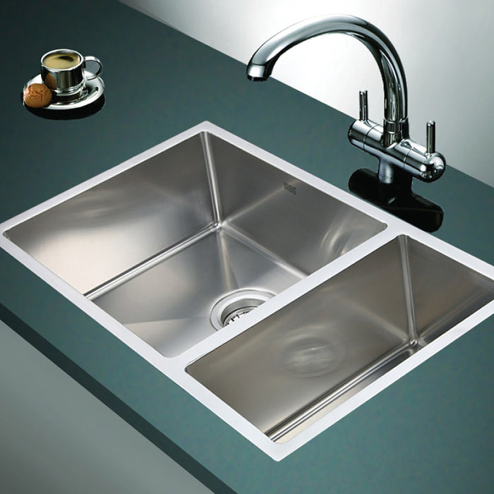 1.2mm Handmade Double Stainless Steel Sink with Waste - 715x440mm