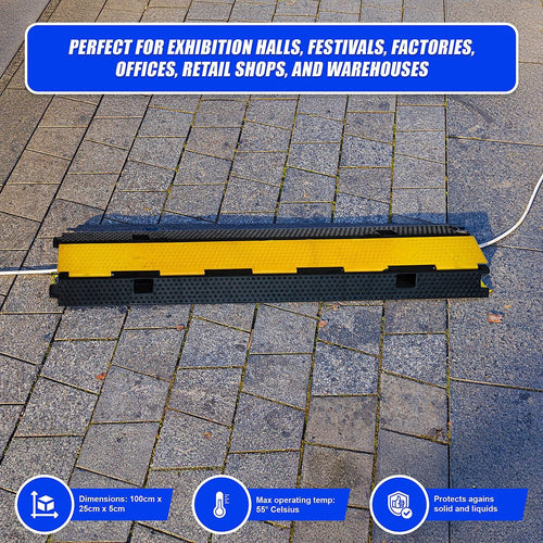 3pcs 2-Cable Rubber Electrical Wire Cover Heavy Duty Protector Dual Channel