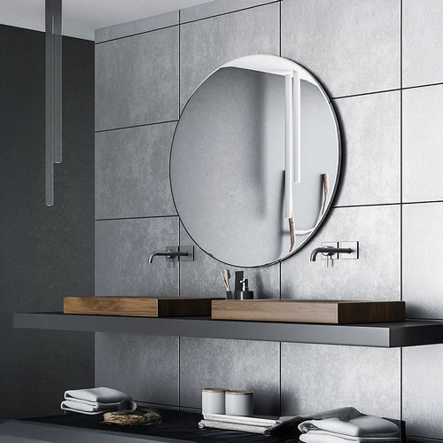 90cm Round Wall Mirror Bathroom Makeup Mirror by Della Francesca - Black