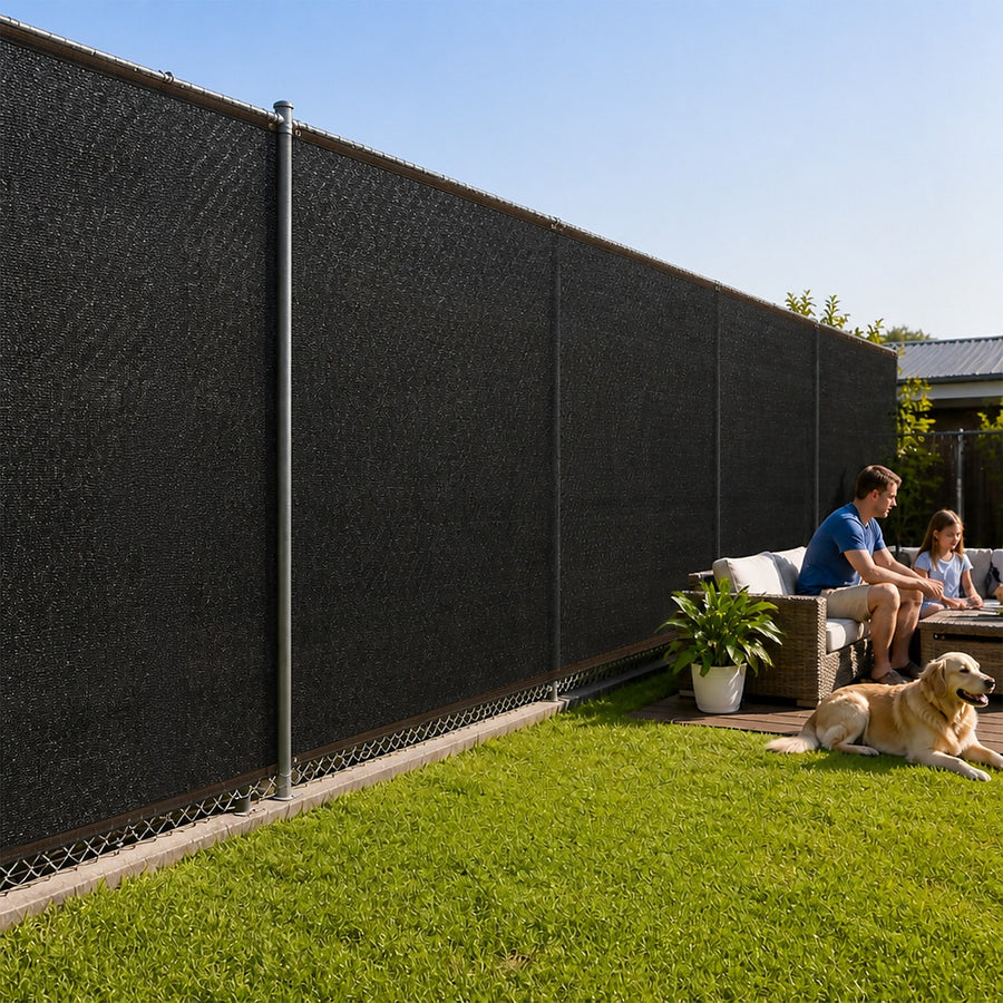 15mx2m Fence Windscreen Privacy Shade Cover – Black Fabric Mesh for Garden, Patio & Outdoor Areas