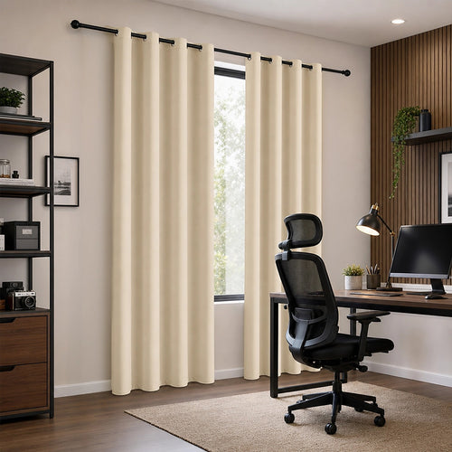 Cream 2X Blockout Curtains – Blackout Window Draperies Pair with Eyelets for Bedroom 132x213cm