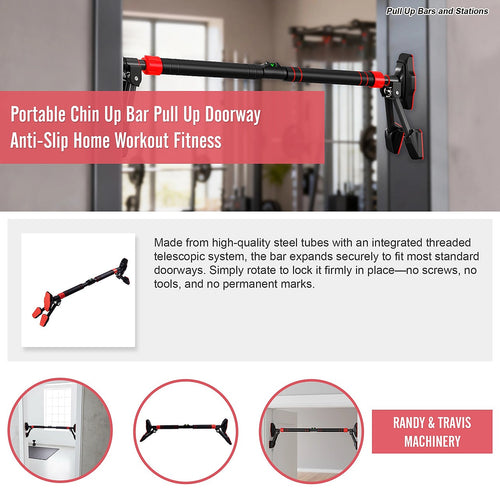Portable Chin Up Bar Pull Up Doorway – Anti-Slip Home Workout Fitness Bar for Strength Training