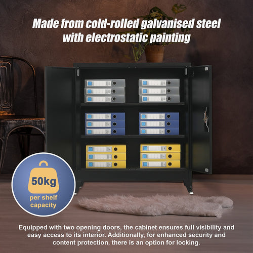 Two-Door Metal Locker - Black with Legs