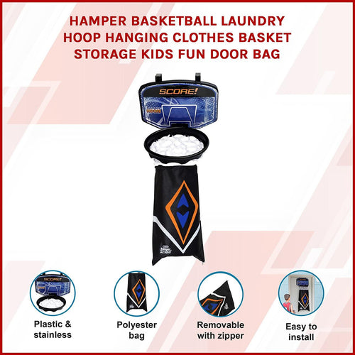 Hamper Basketball Laundry Hoop Hanging Clothes Basket Storage Kids Fun Door Bag