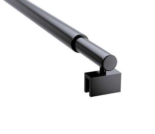 120cm Reeded Single Shower Glass Screen with Black Wall Channel & Round Pole