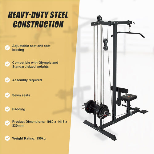 Lat Pulldown & Low Row Machine – Multi-Function Fitness Equipment for Full Body Gym Training